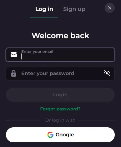 Finestra di accesso sicura di Rocky Spin con opzioni di autenticazione sociale